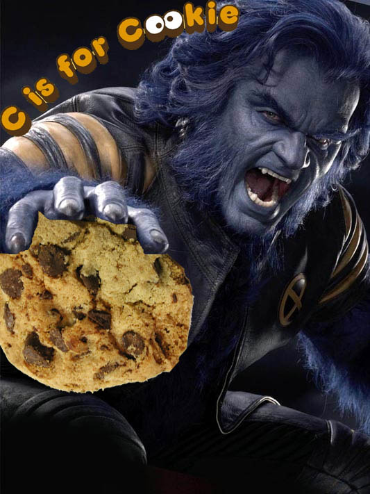 C is for cookie-The Beast from X-men 3 Looks like Cookie Monster