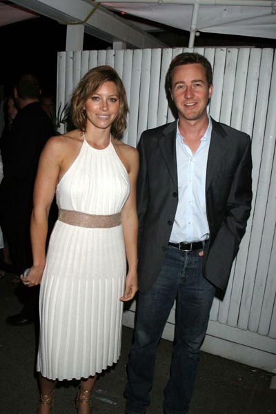 Jessica Biel and Edward Norton at The Illusionist Premiere