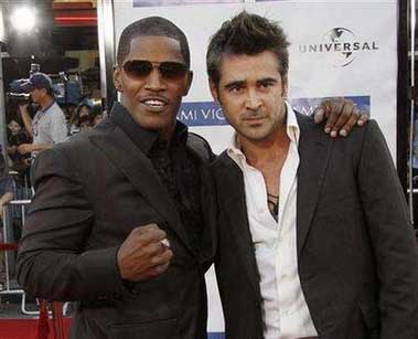 Jamie Foxx and Colin farrell at miami vice premiere